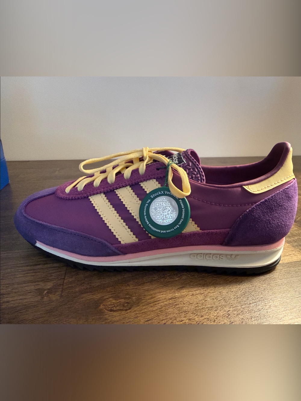 adidas SL 72 OG Purple with Yellow Accent Retro Sneakers *New* Fits size 7 - Picture 2 of 3